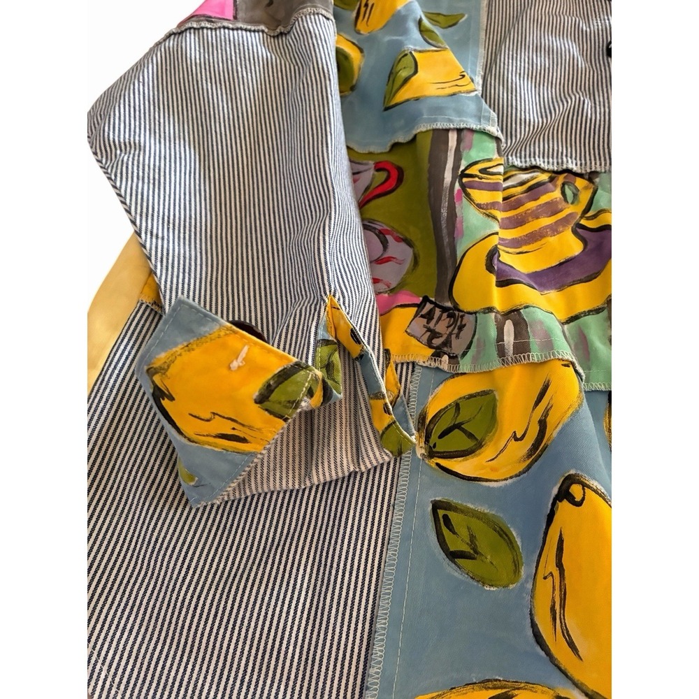 VTG 80s Encore By Silkscapes Hand Painted Tea Button Up Shacket Size M - Picture 2 of 12